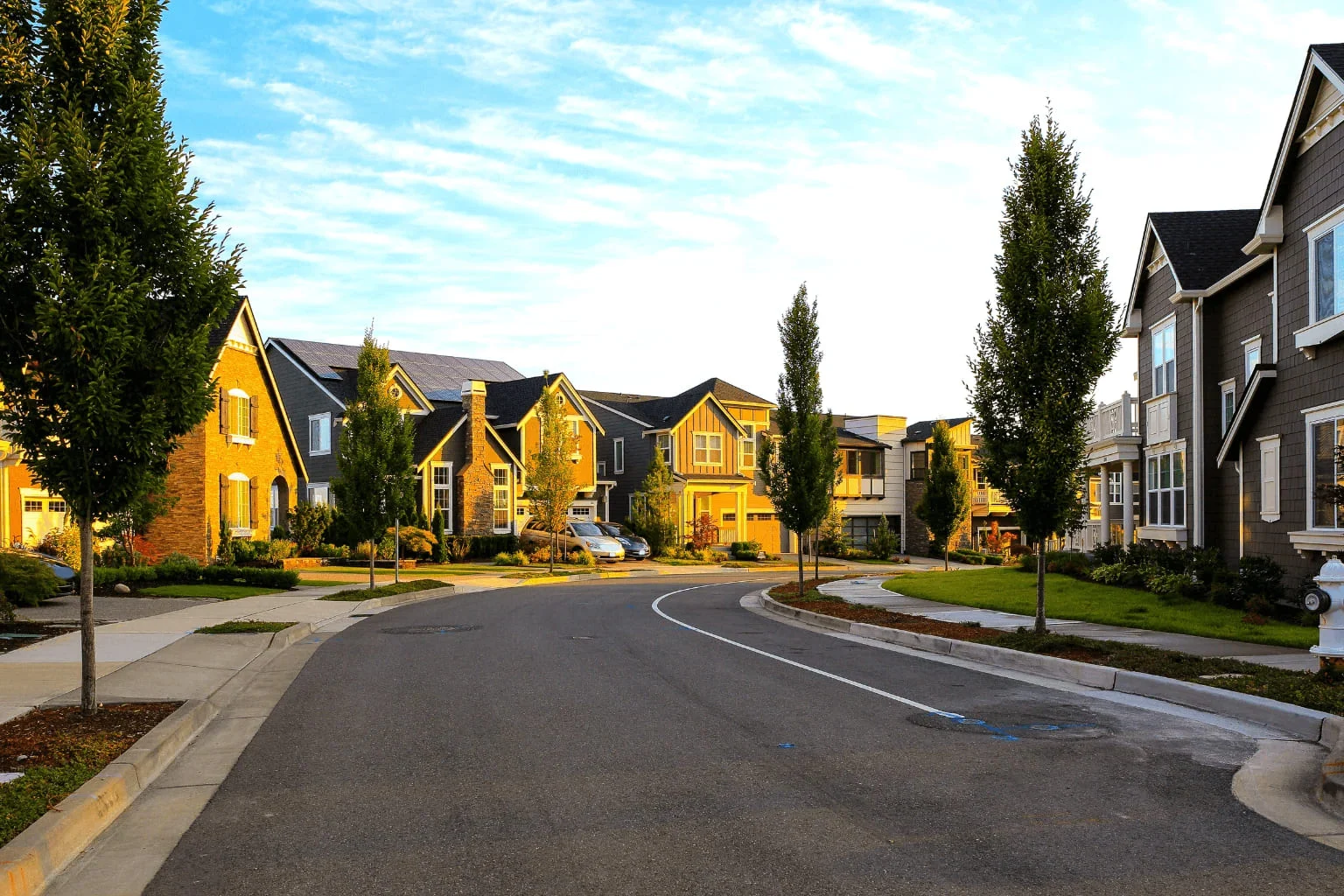 Best Luxury Homes in Clayton a quiet neighborhood during sunset